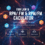 Fan Law Calculator tool interface showing RPM to CFM conversion with real-time results for HVAC professionals