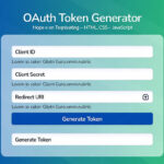 TOP WEB TOOLS Auth Token Generator interface with text highlighting its use for creating tokens, featuring HTML, CSS, JavaScript.