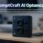Vibrant design of PromptCraft AI Optimizer tool optimizing AI prompts with glowing interface